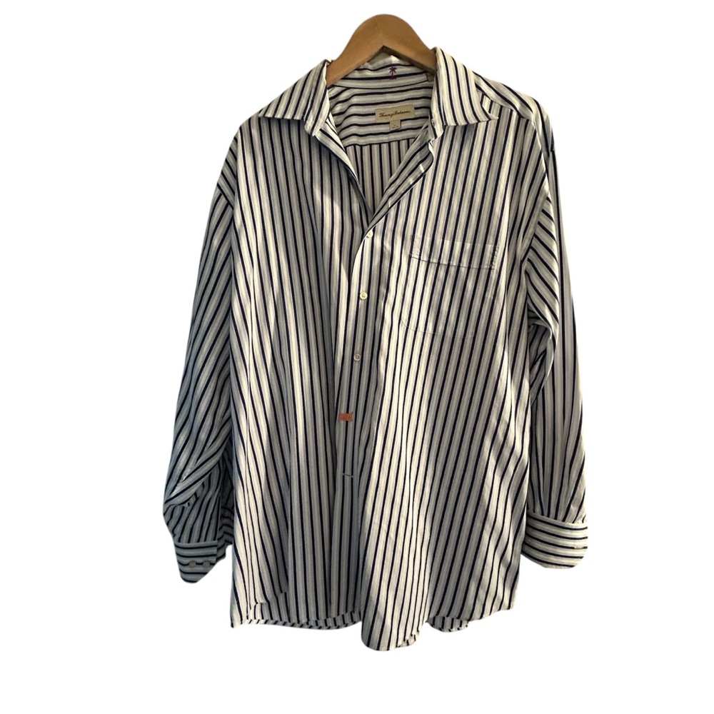 Tommy Bahama Blue and White Striped Dress Shirt size 17